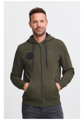 FQ1924 William 0714, Zöld Cipzáros Kapucnis Pulóver