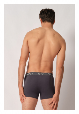 SKINY Cottton Multipack 6487, Szürke-Piros Csíkos Boxernadrág, Dupla Csomag