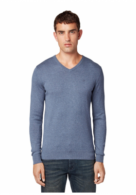 TOM TAILOR Basic V-Neck 2820, Kék Kötött Pulóver