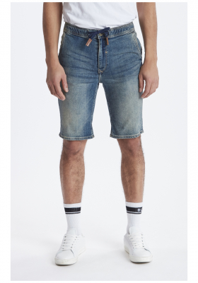 BLEND Twister w. Leather Details 0806, Középkék Farmer Rövidnadrág