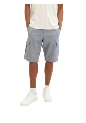 TOM TAILOR 6310, Szürkéskék Cargo Rövidnadrág Övvel