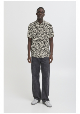 BLEND Avian 8223, Fekete Mintás Rövid Ujjú Ing