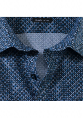 OLYMP No. Six 2540, Kék Hosszú Ujjú Ing, Super slim, Urban Kent