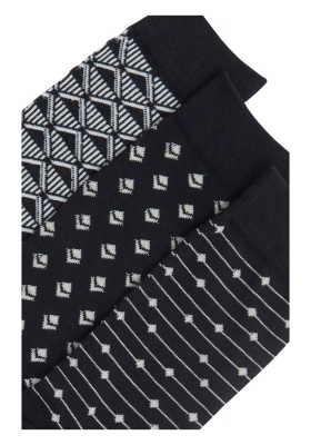 BLEND 6158, Fekete Mintás Zokni Tripla Csomag