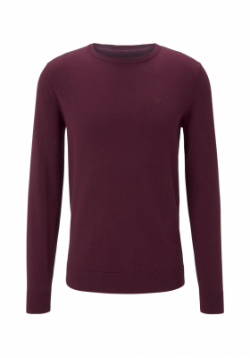 TOM TAILOR Basic O-Neck 2819, Piros Kötött Pulóver