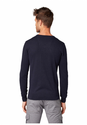 TOM TAILOR Basic V-Neck 2820, Kék Kötött Pulóver