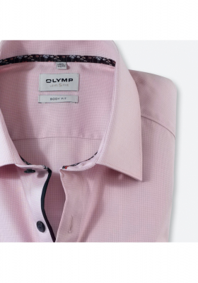 OLYMP Level Five 2059, Rózsaszín Hosszú Ujjú Ing, Body fit, New York Kent