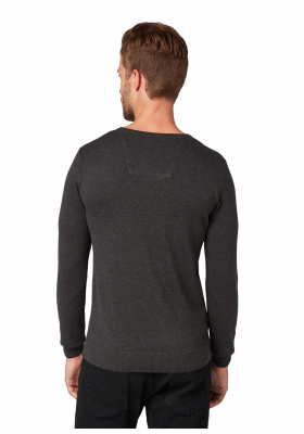 TOM TAILOR Basic O-Neck 2819, Szürke Kötött Pulóver
