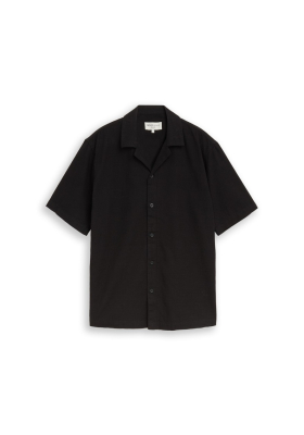 TOM TAILOR DENIM 0987, Fekete Strukturált Rövid Ujjú Ing