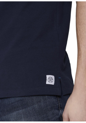 TOM TAILOR Polo w. Wording Tipping 0042, Kék Rövid Ujjú Ingpóló