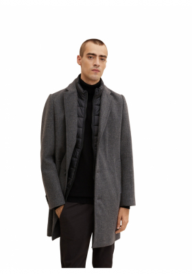 TOM TAILOR 2505,Szürke Szövetkabát, Kivehető Béléssel