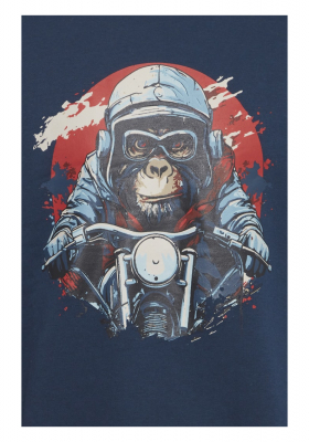 BLEND 7756, Sötétkék Környakú Pulóver Rider Monkey