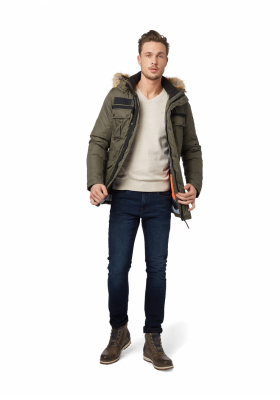 TOM TAILOR Basic V-Neck 1321, Bézs Kötött Pulóver