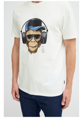 BLEND Javor 8179, Fehér Rövid Ujjú Póló Monkey