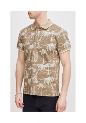 BLEND 6905, Barna Mintás Rövid Ujjú Ingpóló