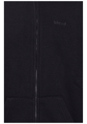 BLEND Downton 4494 Zippes-Kapucnis Pulóver, Fekete, NOOS