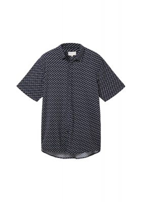 TOM TAILOR DENIM 6246, Fekete, Mintás Rövid Ujjú Ing