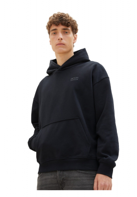 TOM TAILOR DENIM 7623, Fekete Kapucnis Pulóver