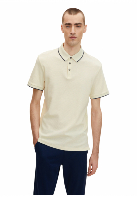 TOM TAILOR Waffle 396, Bézs Rövid Ujjú Ingpóló