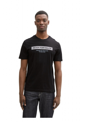 TOM TAILOR DENIM 3491, Fekete Rövid Ujjú Póló