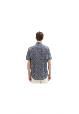 TOM TALILOR 0991, Sötétkék Mintás Rövid Ujjú Ing