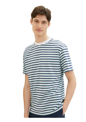 TOM TAILOR DENIM 0832, Kék Csíkos Rövid Ujjú Póló
