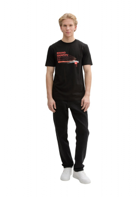 TOM TAILOR DENIM 5023, Fekete Rövid Ujjú Póló