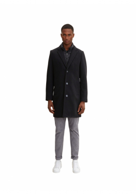 TOM TAILOR 2505, Fekete Szövetkabát, Kivehető Béléssel