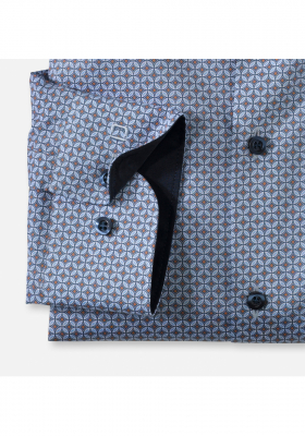 OLYMP Level Five 2075, Kék Hosszú Ujjú Ing, Body fit, New York Kent 