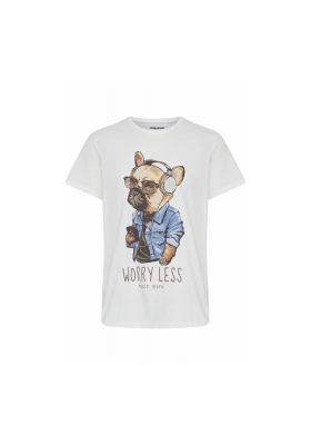 BLEND 6217 Fehér, Nyomtatott Rövid Ujjú Póló