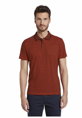 TOM TAILOR Striped Polo w. Overdye 8142, Piros Rövid Ujjú Ingpóló