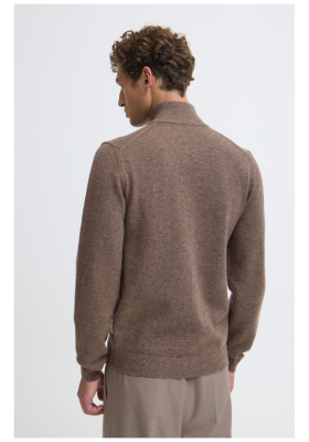CASUAL FRIDAY Paco 6387, Barna Kötött Cipzáros Pulóver