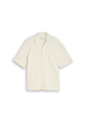 TOM TAILOR DENIM 0367, Törtfehér Strukturált Rövid Ujjú Ing