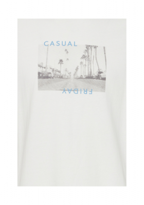 CASUAL FRIDAY Thor 4722, Fehér Nyomtatott Rövid Ujjú Póló