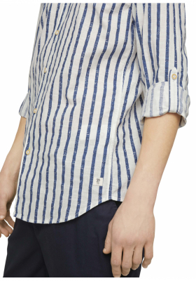 TOM TAILOR DENIM Patterned 5146, Fehér Hosszú Ujjú Ing 