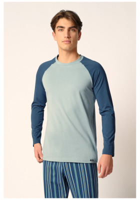 SKINY Mix & Match 0509, Világoskék Hosszú Ujjú Pizsama, Póló