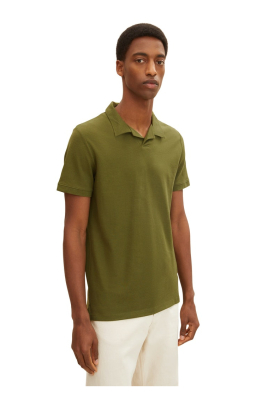 TOM TAILOR 1624, Olívzöld Rövid Ujjú Ingpóló