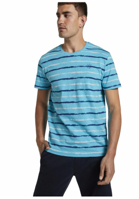 TOM TAILOR Printed Stripes 9729, T-Shirt, Kék Csíkos Rövid Ujjú Póló