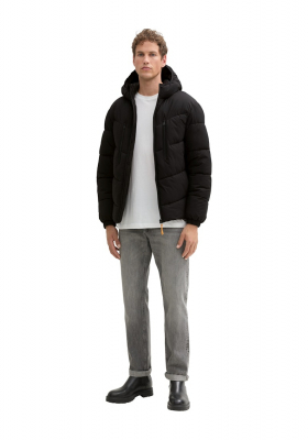 TOM TAILOR DENIM 1775, Fekete Bélelt Kapucnis Téli Dzseki