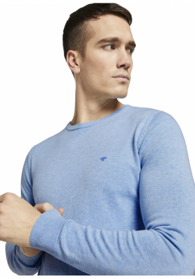 TOM TAILOR Basic O-Neck 2819, Kék Kötött Pulóver