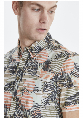 BLEND 0200, Zöld Rövid Ujjú Ing, Slim fit 