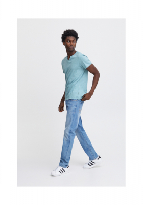 BLEND 7013, Világoskék Rövid Ujjú Póló Gombos NOOS