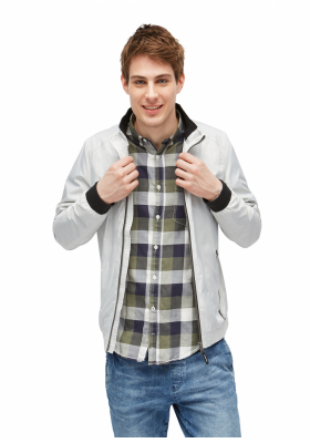 TOM TAILOR DENIM Stand-up Collar 3035, Szürke Átmeneti Dzseki