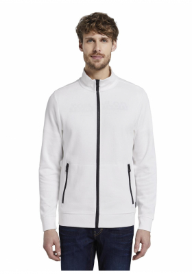 TOM TAILOR Sweatjacket w. Zip-pockets 7528, Sweatshirt, Offwhite