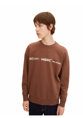 TOM TAILOR DENIM 3140, Barna Környakú Pulóver