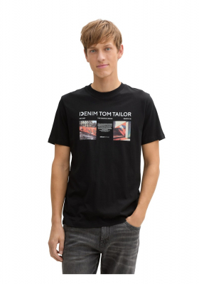 TOM TAILOR DENIM 5039, Fekete Rövid Ujjú Póló