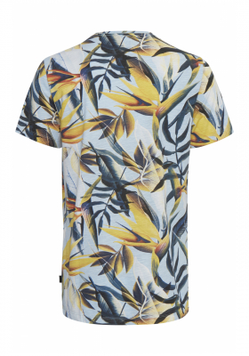 BLEND Bird Of Paradise 0151, Világoskék Levélmintás Rövid Ujjú Póló