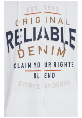 BLEND Reliable 4158, Zippes-Kapucnis Pulóver, Fehér