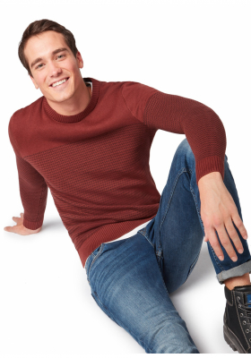 TOM TALOR Textured Jumper 6487,Piros Kötött  Pulóver