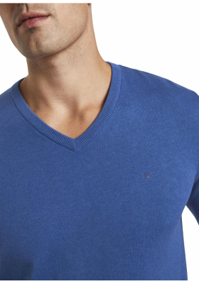 TOM TAILOR Basic V-Neck 2820, Kék Kötött Pulóver
